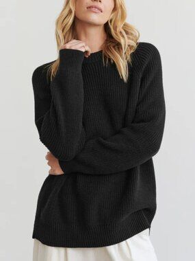Jenni Kayne Oversized Cotton Fisherman in Black Sz S